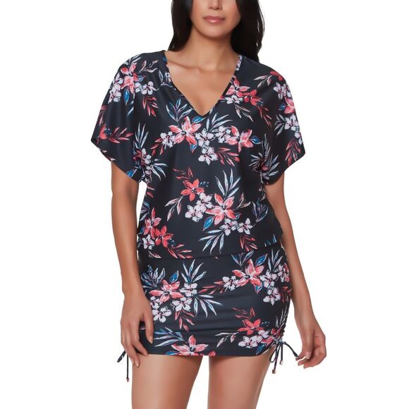 Bar III Tropical Escape Floral-print Caftan Cover-up In Multi - M - Picture 1 of 1